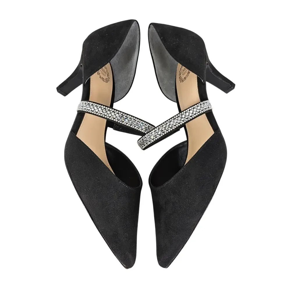 I.MILLER BRIANNA BLACK WOMEN’S SUEDE-LIKE STRAP HEEL – SIZE 8.5M – 3